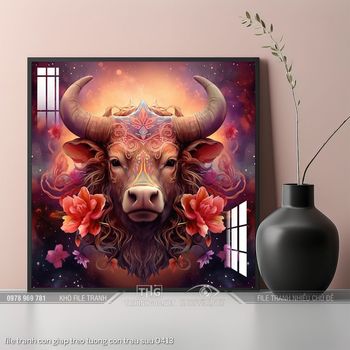 file tranh con giap treo tuong con trau suu 0413