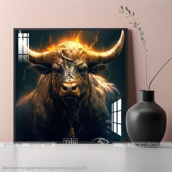 file tranh con giap treo tuong con trau suu 0415