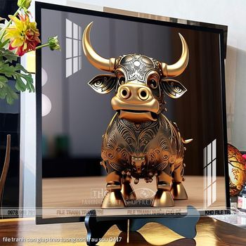 file tranh con giap treo tuong con trau suu 0417