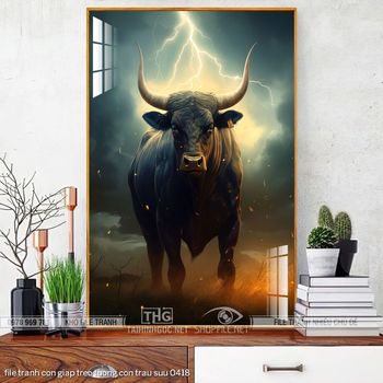 file tranh con giap treo tuong con trau suu 0418