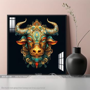 file tranh con giap treo tuong con trau suu 0419