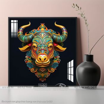 file tranh con giap treo tuong con trau suu 0420