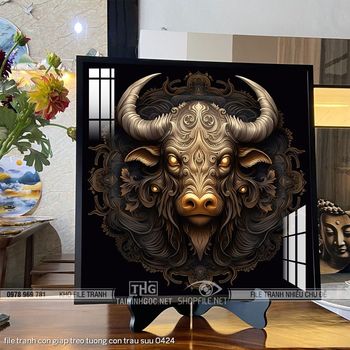 file tranh con giap treo tuong con trau suu 0424