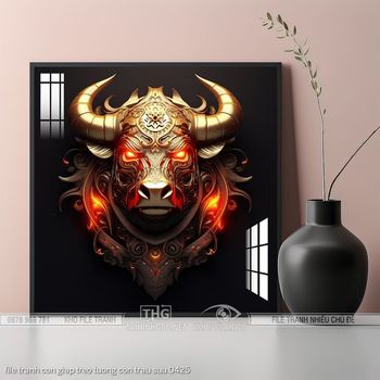 file tranh con giap treo tuong con trau suu 0425