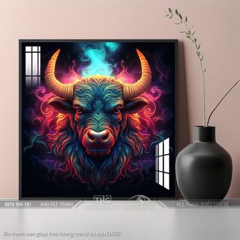 file tranh con giap treo tuong con trau suu 0426