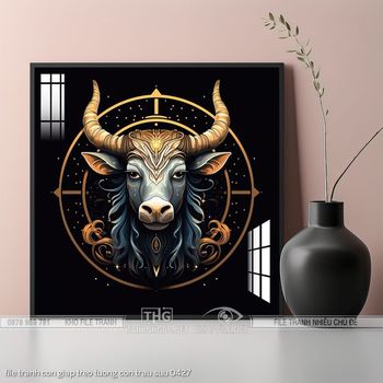 file tranh con giap treo tuong con trau suu 0427