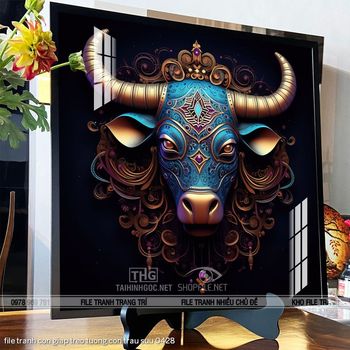 file tranh con giap treo tuong con trau suu 0428