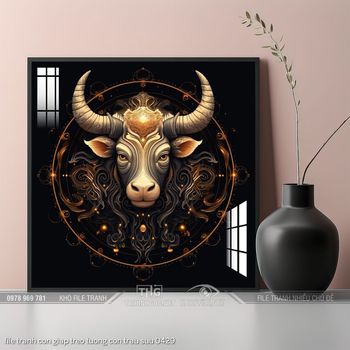 file tranh con giap treo tuong con trau suu 0429