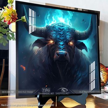 file tranh con giap treo tuong con trau suu 0430