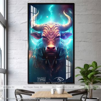 file tranh con giap treo tuong con trau suu 0433