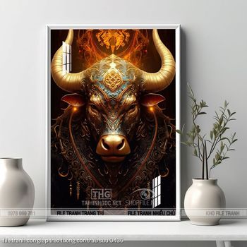 file tranh con giap treo tuong con trau suu 0436