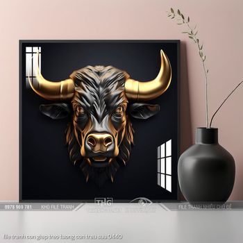 file tranh con giap treo tuong con trau suu 0440