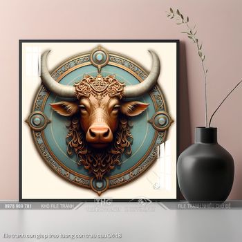 file tranh con giap treo tuong con trau suu 0448