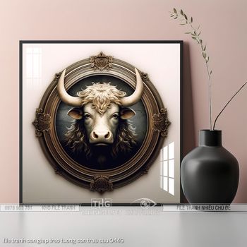 file tranh con giap treo tuong con trau suu 0449