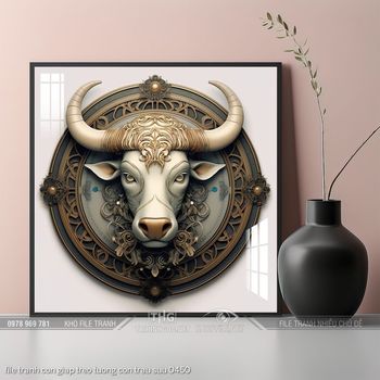 file tranh con giap treo tuong con trau suu 0450