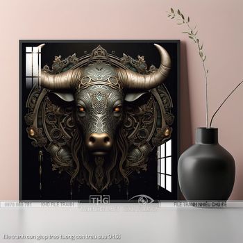 file tranh con giap treo tuong con trau suu 0451