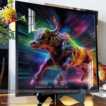 file tranh con giap treo tuong con trau suu 0454