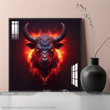 file tranh con giap treo tuong con trau suu 0455