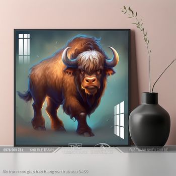 file tranh con giap treo tuong con trau suu 0456