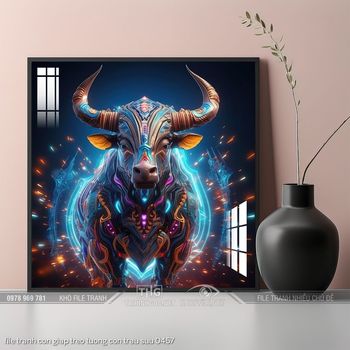 file tranh con giap treo tuong con trau suu 0457