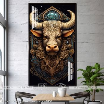 file tranh con giap treo tuong con trau suu 0458