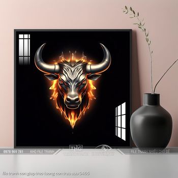 file tranh con giap treo tuong con trau suu 0465