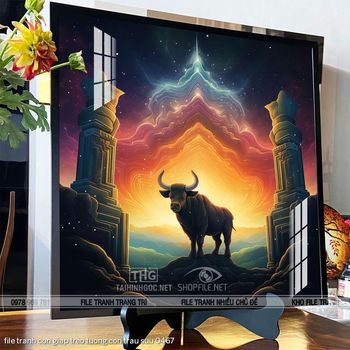 file tranh con giap treo tuong con trau suu 0467