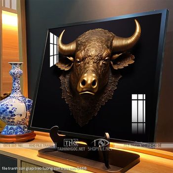 file tranh con giap treo tuong con trau suu 0468