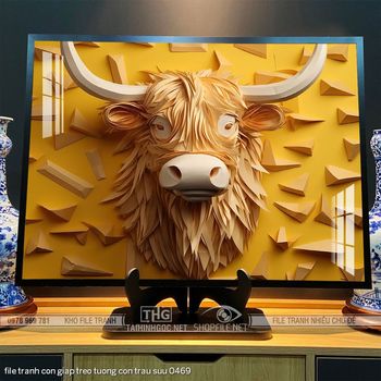 file tranh con giap treo tuong con trau suu 0469