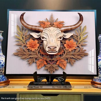 file tranh con giap treo tuong con trau suu 0470