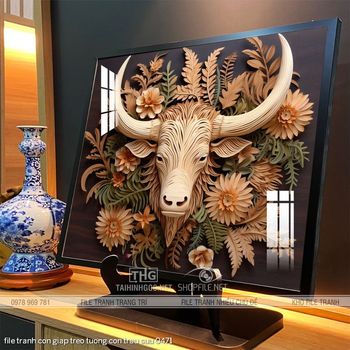 file tranh con giap treo tuong con trau suu 0471