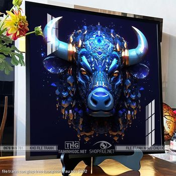 file tranh con giap treo tuong con trau suu 0472