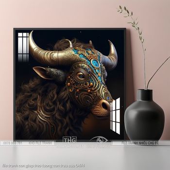 file tranh con giap treo tuong con trau suu 0474