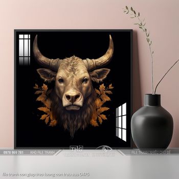 file tranh con giap treo tuong con trau suu 0475