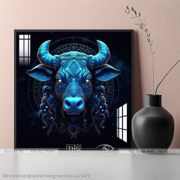 file tranh con giap treo tuong con trau suu 0476