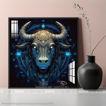 file tranh con giap treo tuong con trau suu 0477