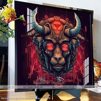 file tranh con giap treo tuong con trau suu 0479