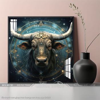 file tranh con giap treo tuong con trau suu 0480