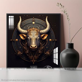 file tranh con giap treo tuong con trau suu 0481