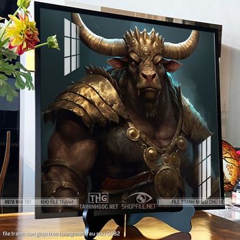 file tranh con giap treo tuong con trau suu 0482