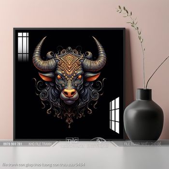 file tranh con giap treo tuong con trau suu 0484