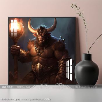 file tranh con giap treo tuong con trau suu 0485