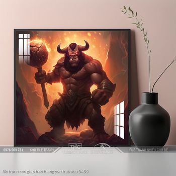 file tranh con giap treo tuong con trau suu 0486