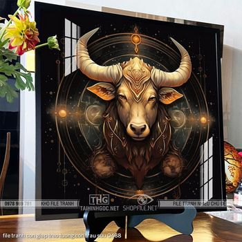 file tranh con giap treo tuong con trau suu 0488