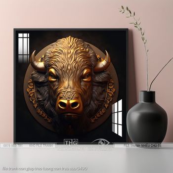 file tranh con giap treo tuong con trau suu 0490