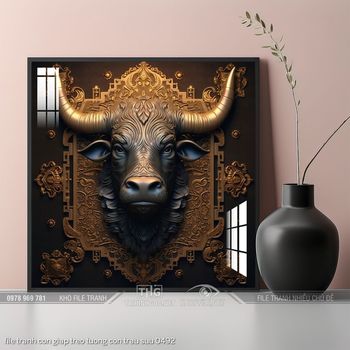 file tranh con giap treo tuong con trau suu 0492