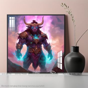 file tranh con giap treo tuong con trau suu 0495