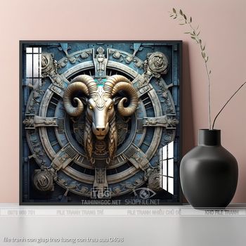 file tranh con giap treo tuong con trau suu 0498