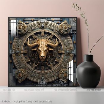 file tranh con giap treo tuong con trau suu 0499