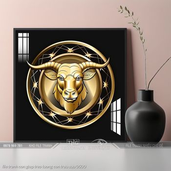 file tranh con giap treo tuong con trau suu 0500